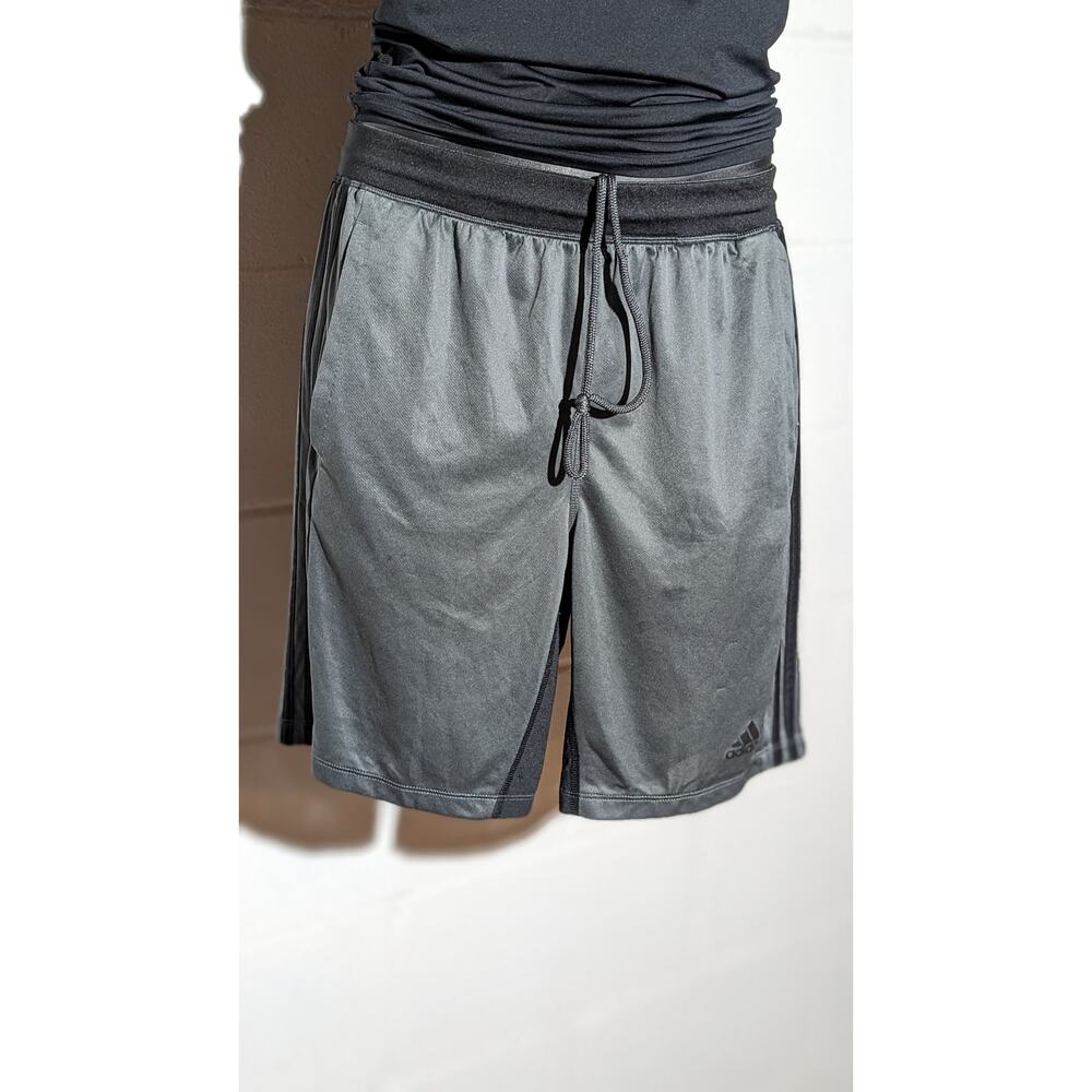 Adidas Climalite Athletic Shorts Gray Training Gym Workout Drawstring Medium